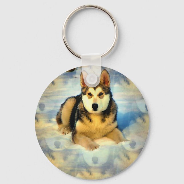 Alaskan Malamute Puppies Keychain (Front)