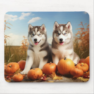 Alaskan Malamute Puppy Autumn Delight Pumpkin Mouse Pad