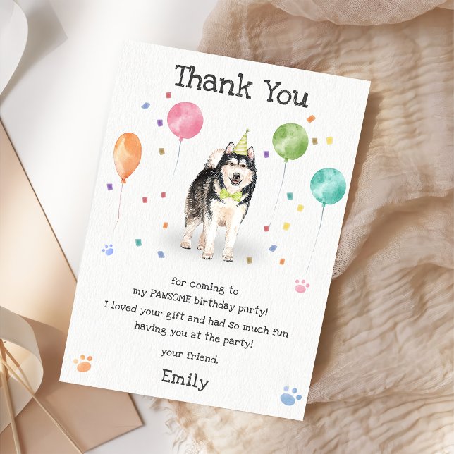 Alaskan Malamute Puppy Dog Birthday Thank You Card (Creator Uploaded)