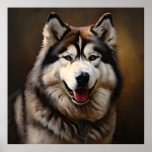 Alaskan Malamute Realism Art Portrait 