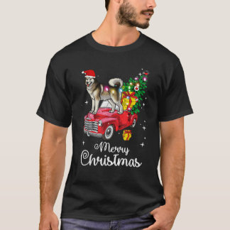 Alaskan Malamute Ride Red Truck Christmas Pajama F T-Shirt
