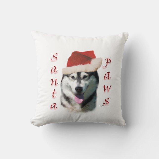 Alaskan Malamute Santa Paws Cushion (Front)