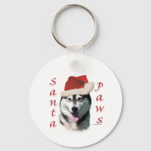 Alaskan Malamute Santa Paws Key Ring