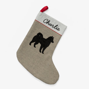 Alaskan Malamute Silhouette Cute Dog Holiday Xmas Small Christmas Stocking