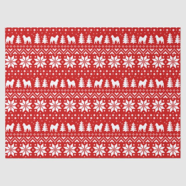 Alaskan Malamute Silhouettes Christmas Pattern Tissue Paper (Front)