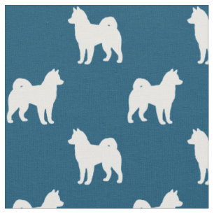 Alaskan Malamute Silhouettes Pattern Fabric