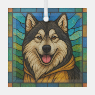Alaskan Malamute "Stained Glass"  Glass Tree Decoration