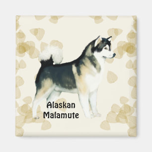 Alaskan Malamute ~ Tan Leaves Motiff Magnet