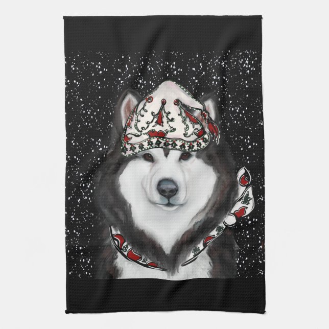 Alaskan Malamute                 Tea Towel (Vertical)