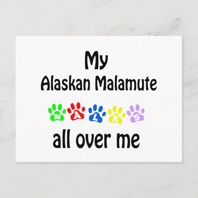 Alaskan Malamute Walks Design Postcard (Front)