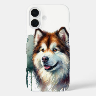 Alaskan Malamute Watercolor Art iPhone 16 Case