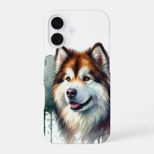 Alaskan Malamute Watercolor Art iPhone 16 Case