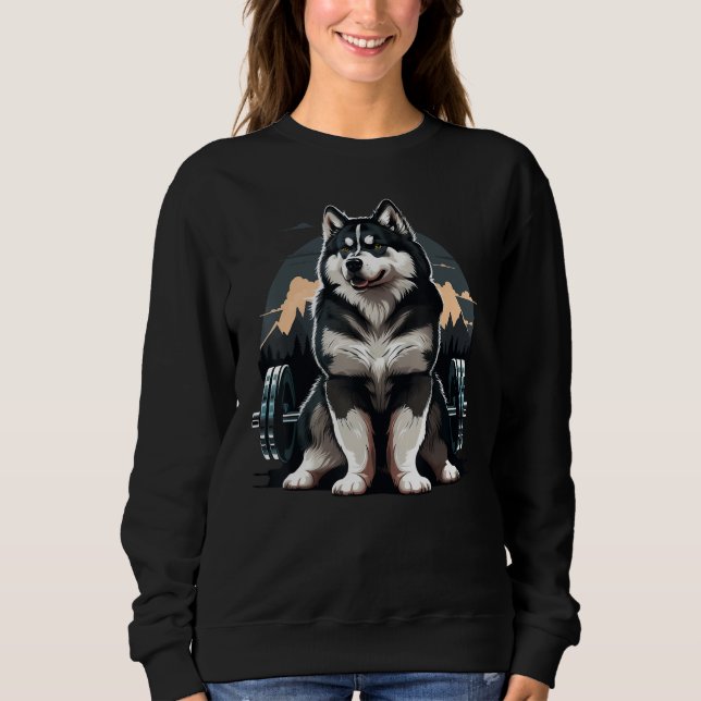 Alaskan Malamute Weightlifting Fitness Gym Alaskan Sweatshirt (Front)