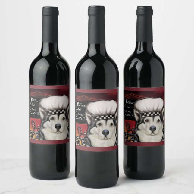 Alaskan Malamute          Wine Label (Bottles)