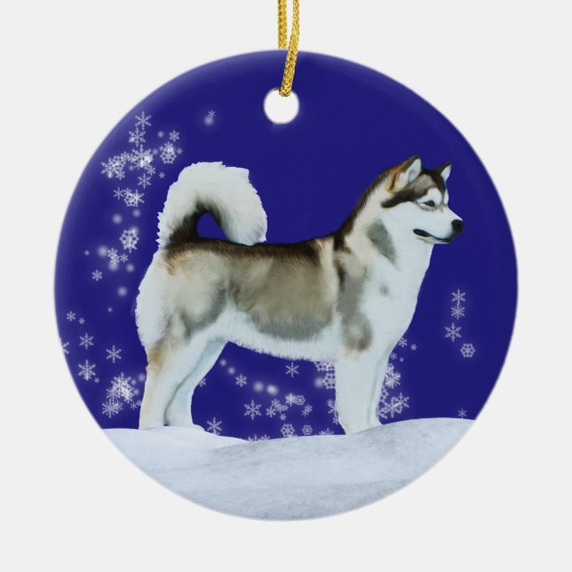 Alaskan Malamute Winter Ornament (Front)