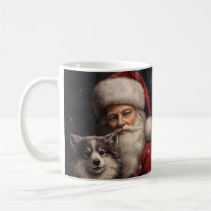 Alaskan Malamute with Santa Claus Christmas Coffee Mug