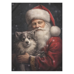 Alaskan Malamute with Santa Claus Christmas Tablecloth