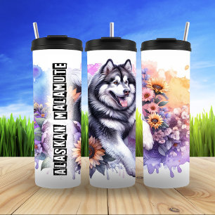 Alaskan Malamute's Blooming Happiness Thermal Tumbler