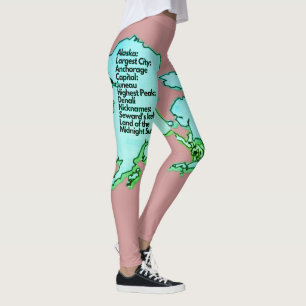 Alaskan Map and Facts Leggings