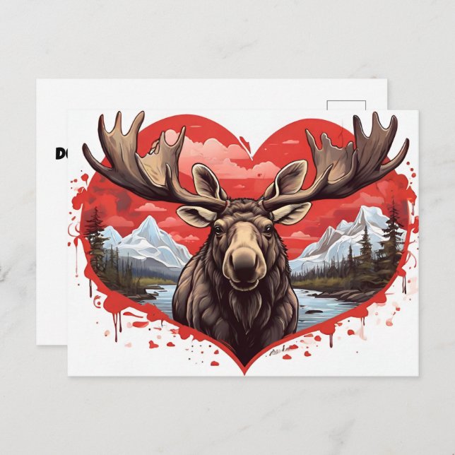 Alaskan Moose heart shaped background Postcard (Front/Back)