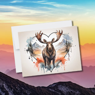 Alaskan Moose heart shaped background Postcard