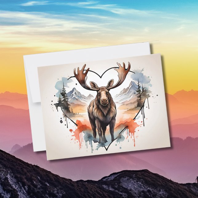Alaskan Moose heart shaped background Postcard (Creator Uploaded)