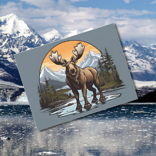 Alaskan Moose standing in water Postcard
