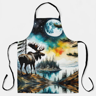 Alaskan Moose Standing on Mountain Ridge Apron