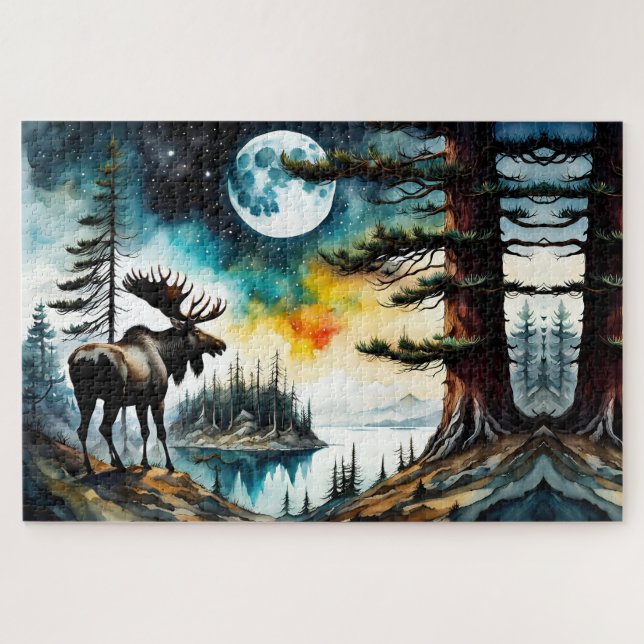 Alaskan Moose Standing on Mountain Ridge Jigsaw Puzzle (Horizontal)