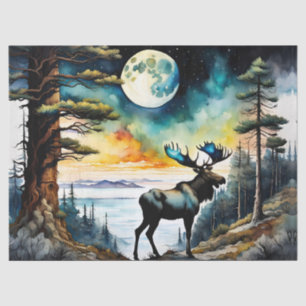 Alaskan Moose under the Moonlight Tissue Paper