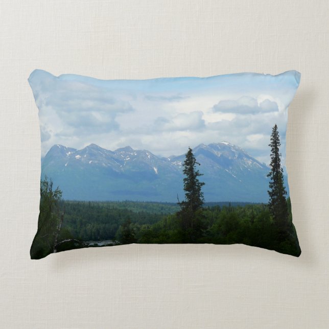 Alaskan Mountain Range Panoramic Photography Decorative Cushion (Front)