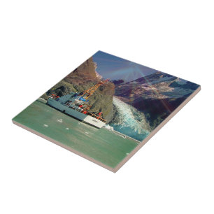 Alaskan Mountain View with Boat Ceramic Tile