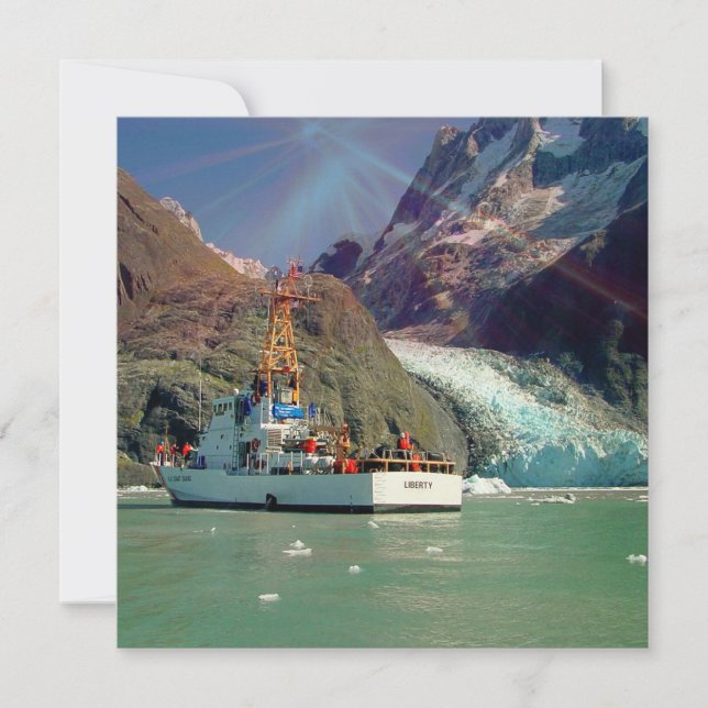 Alaskan Mountain View with Boat Invitation (Front)