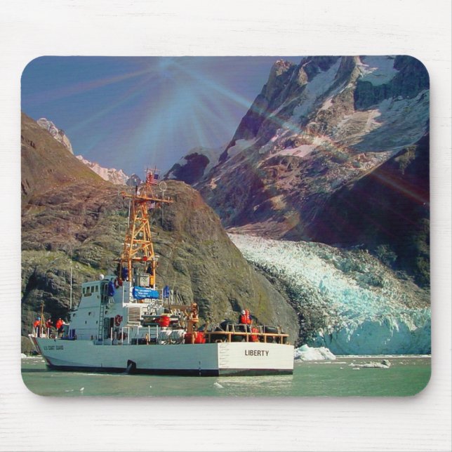 Alaskan Mountain View with Boat Mouse Pad (Front)