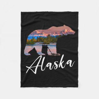Alaskan Mountains Bear Gly Alaska State Souvenirs Fleece Blanket