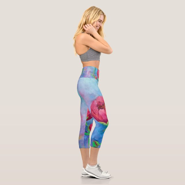 Alaskan Peonies Capri Leggings (Right)