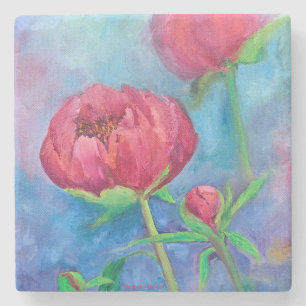 Alaskan Peonies Marble Coaster