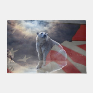 Alaskan Polar Bear American Flag Doormat