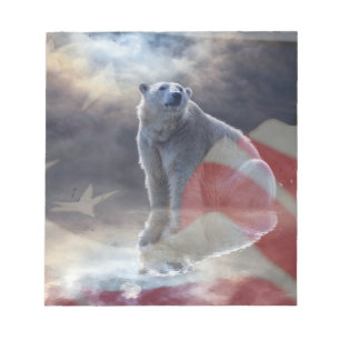 Alaskan Polar Bear American Flag Notepad