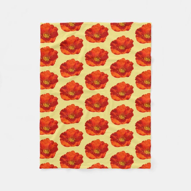 Alaskan Red Poppy Colourful Flower Fleece Blanket (Front)
