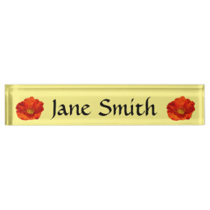 Alaskan Red Poppy Colourful Flower Nameplate