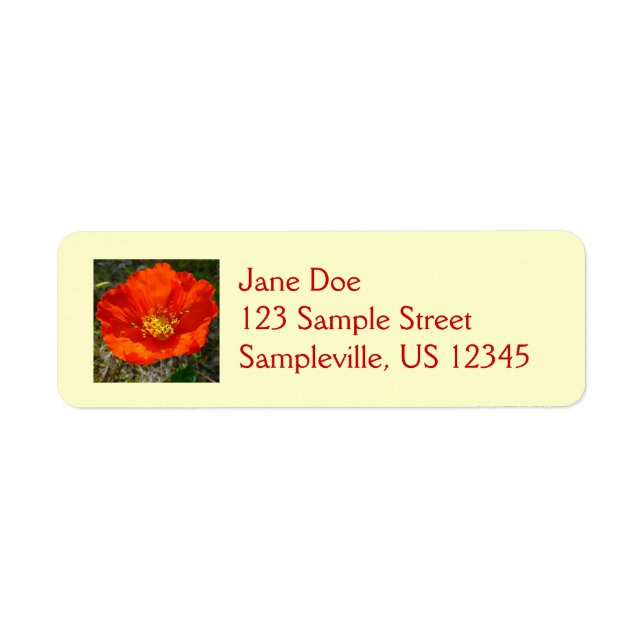 Alaskan Red Poppy Colourful Flower Return Address Label (Front)