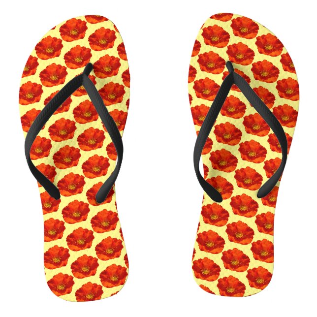 Alaskan Red Poppy Colourful Flower Thongs (Footbed)