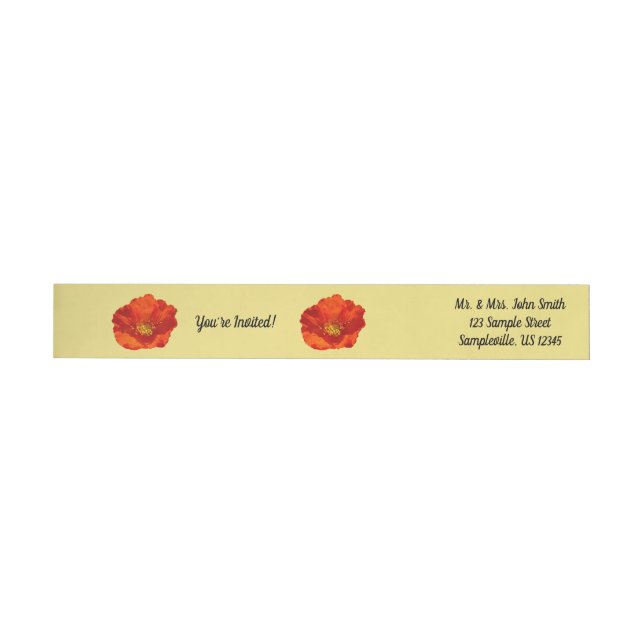 Alaskan Red Poppy Colourful Flower Wrap Around Label (Individual)