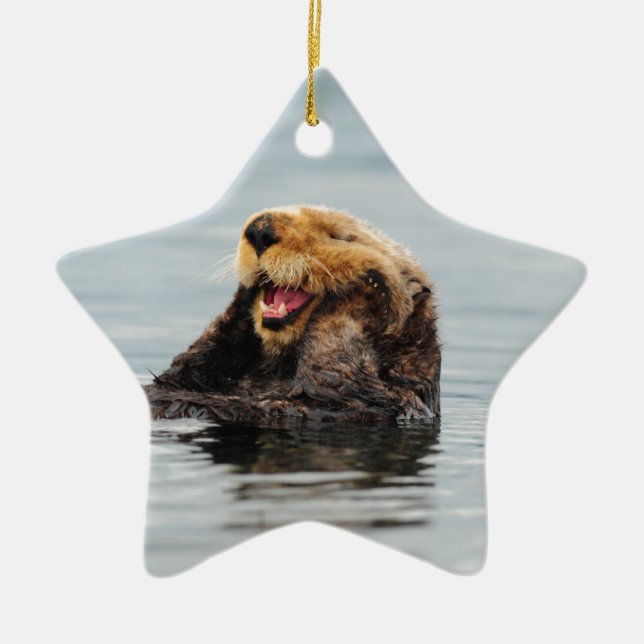 Alaskan Sea Otter Ceramic Ornament (Front)
