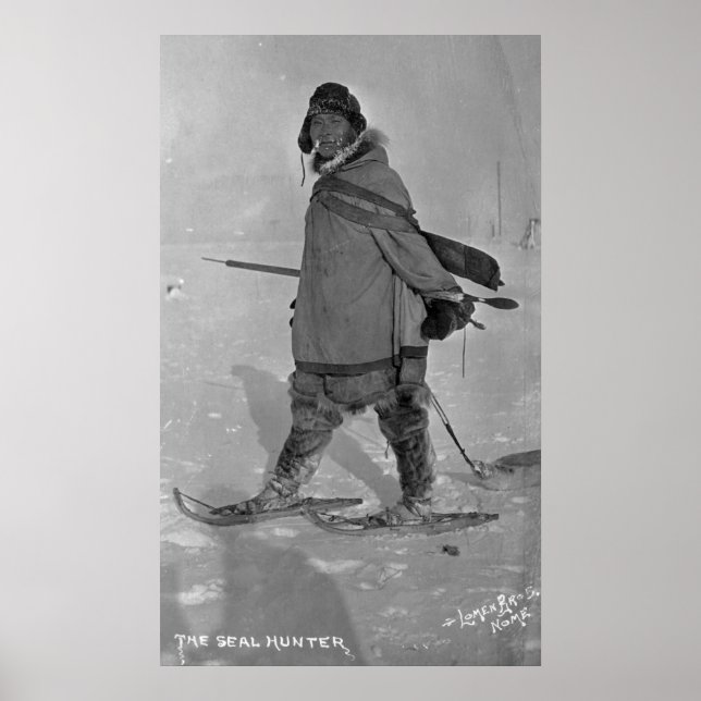 Alaskan Seal Hunter with Snowshoes Photograph Poster (Front)