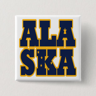Alaskan State flag text 15 Cm Square Badge