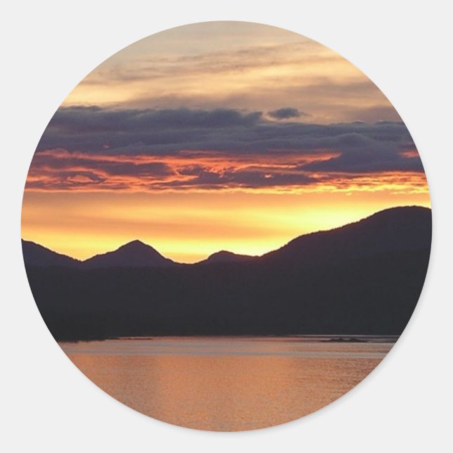Alaskan Sunset I Beautiful Alaska Photography Classic Round Sticker (Front)