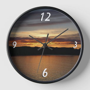 Alaskan Sunset II Beautiful Alaska Photography Clock