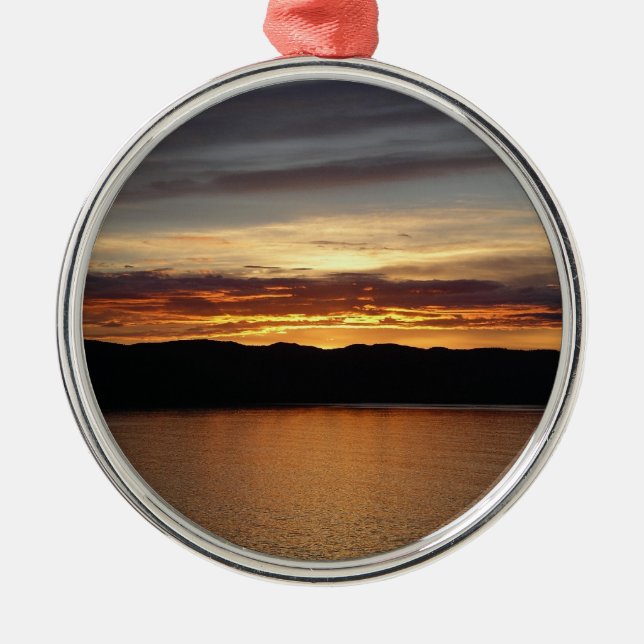 Alaskan Sunset II Beautiful Alaska Photography Metal Ornament (Front)